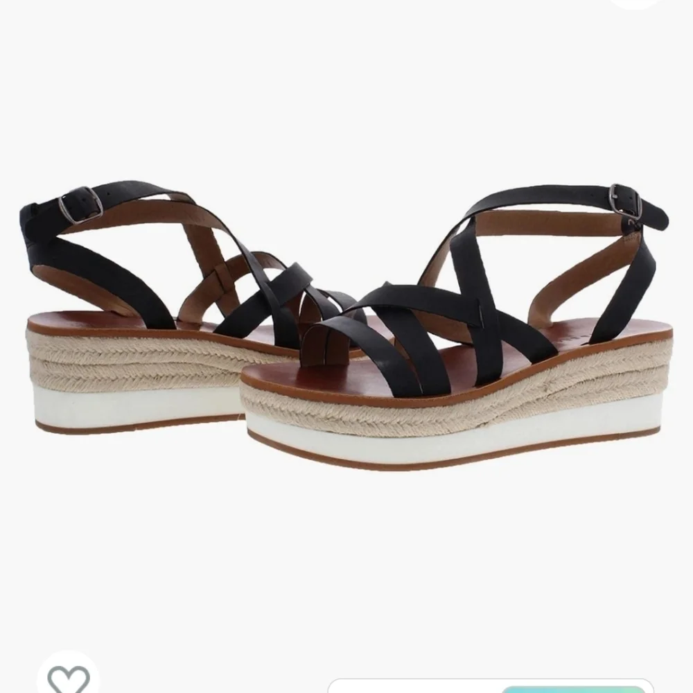 🍀Lucky Brand Women's Jasmei Leather Strappy Espadrille Wedge Sandals Size 11